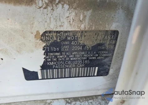 2020 Hyundai Ioniq Limited z USA, uszkodzony, nr VIN KMHC05LC4LU235185